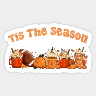 Tis The Season Latte Pumpkin Spice Leaf Football Fall Thanksgiving Sticker
